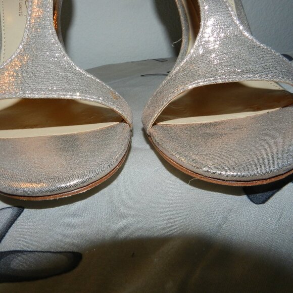 Imagine Vince Camuto Phoebe T-Strap Rose Gold Shimmer Satin Heels Size 6 - Picture 10 of 16
